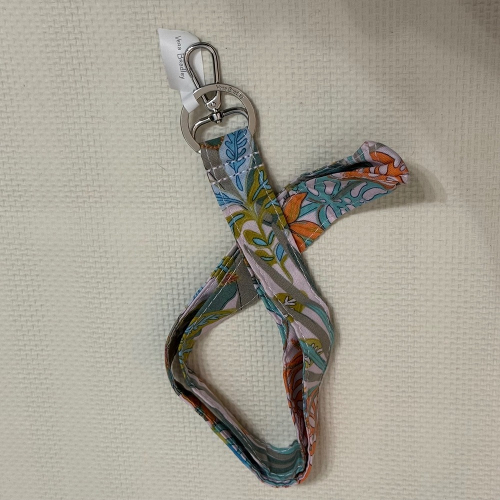 NWT Vera Bradley Wide Lanyard Rain Forest Canopy Tropical Floral Key Chain